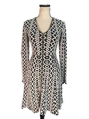 INC International Concepts Petite Small Zip Front Fit Flare Dress Long Sleeve